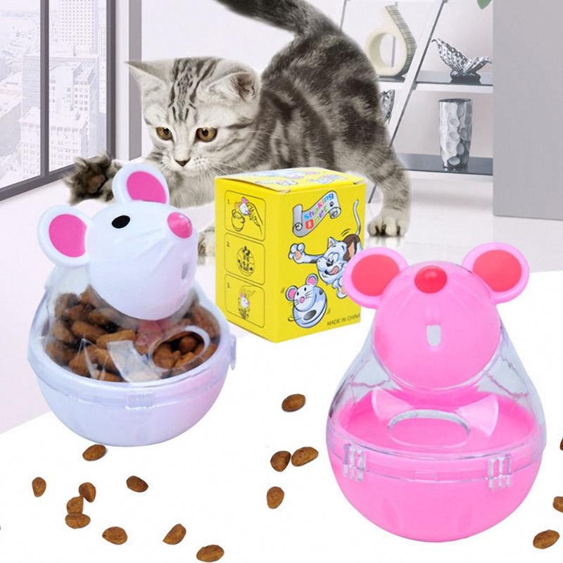 

Pet Cat Toy Tumbler Feeder Cartoon Mouse Leaking Ball Dispenser Kitten Funny Interactive Toy Pet Educational Toys