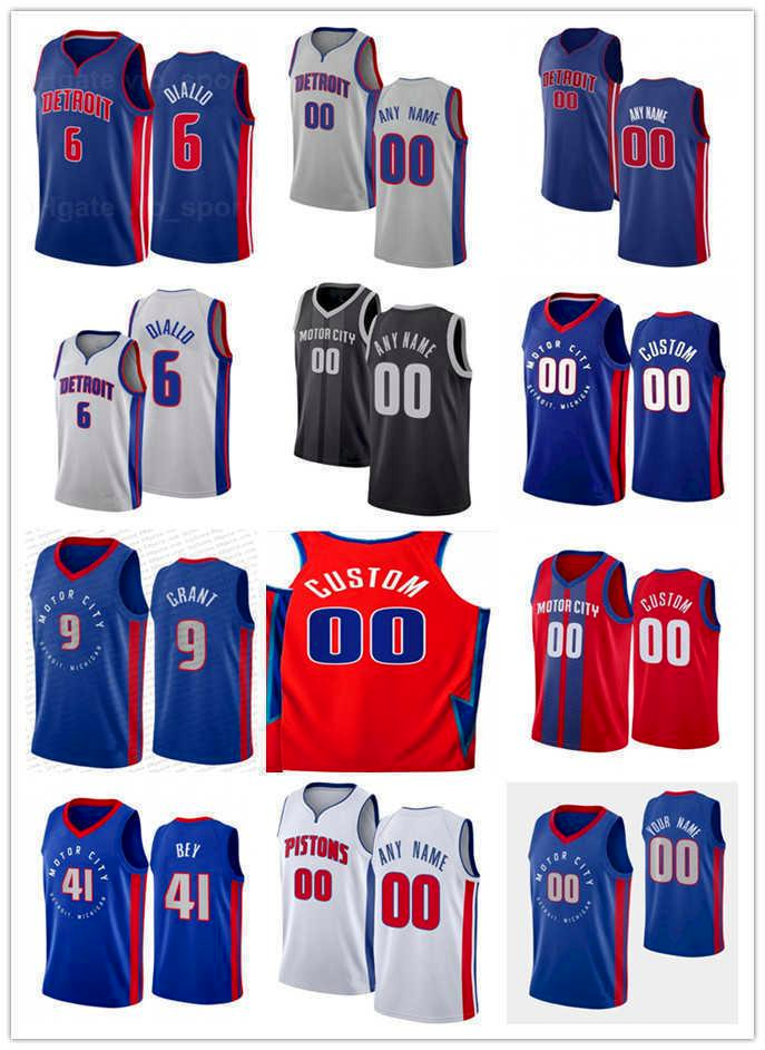 

75th Mens Womens Youth Detroit's Pistons's Jerami 9 Grant Josh 20 Jackson Saddiq 41 Bey Hamidou 6 Diallo Custom Basketball Jersey, Color