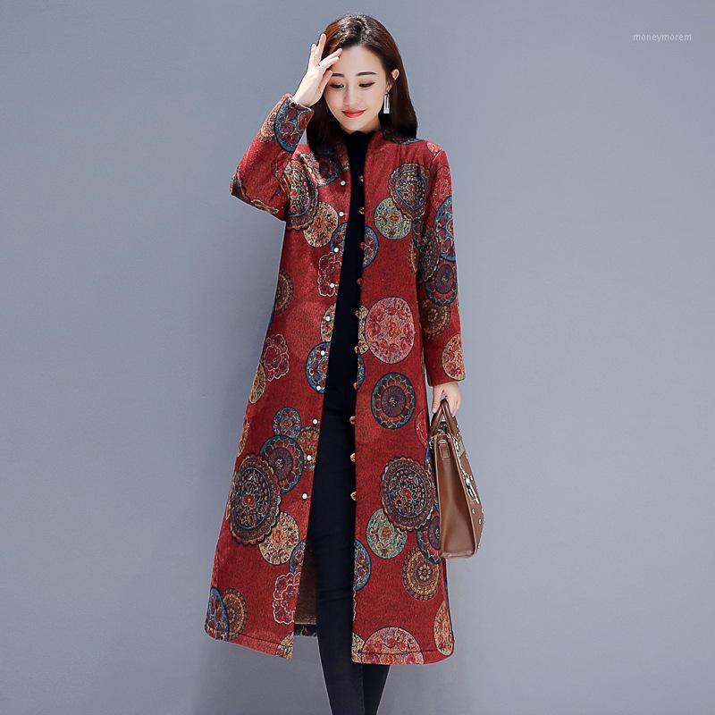 

2020 Women's Warm Spring New Women's National Wind Jacket parka lady coat floral full sleeve1