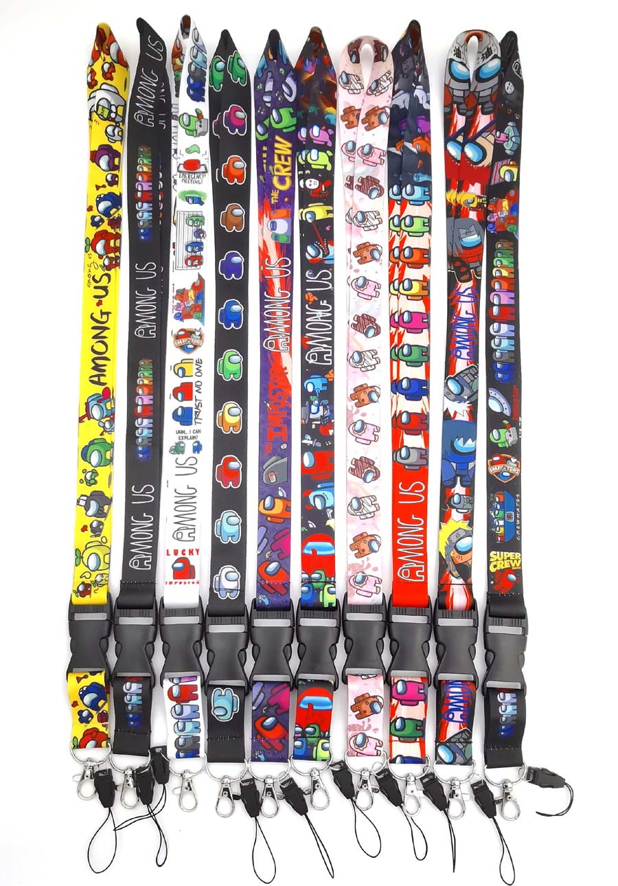 

New hot Wholesale Among Us Game Phone Lanyard Keychain Mobile Lanyard ID Card Keychain DIY Mobile Phone Straps Party Gift 10 Style
