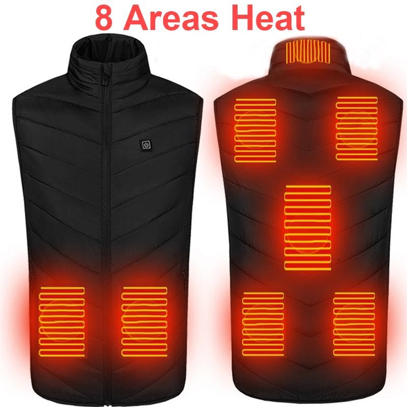 

Heated Vest Jacket USB Men Winter Electrical Heated Sleevless Jacket Outdoor Fishing Hunting Waistcoat Hiking Vest, 8 areas blue