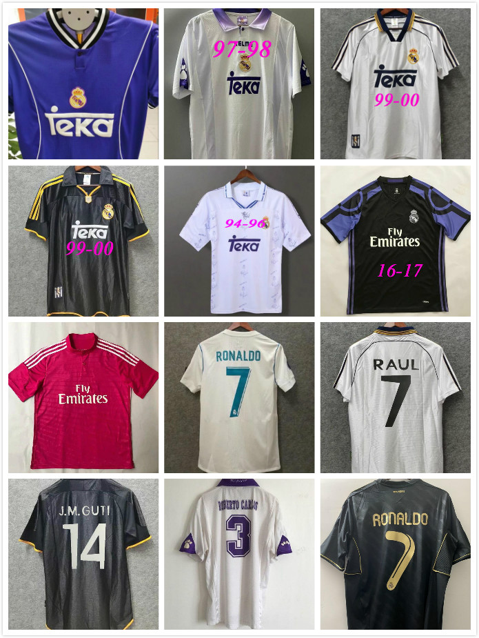 

2003 2004 Retro real madrid Soccer Jersey GUTI Ramos McManaman 13 14 15 RONALDO ZIDANE Beckham 06 07 RAUL Robinho 1999 2000 Carlos 94 95 96, Black;yellow