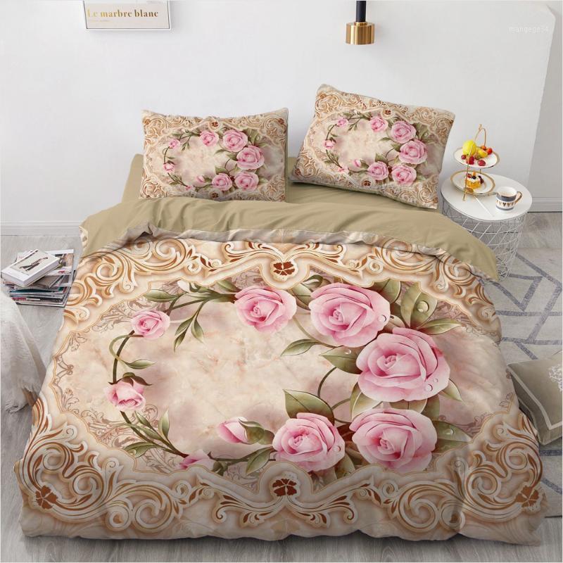 

Bedding Sets 3D Plant Flower Rose Duvet Quilt Cover Set Comforter Bed Linens Pillowcase King Queen Full Double Home Texitle1, Flower055-white