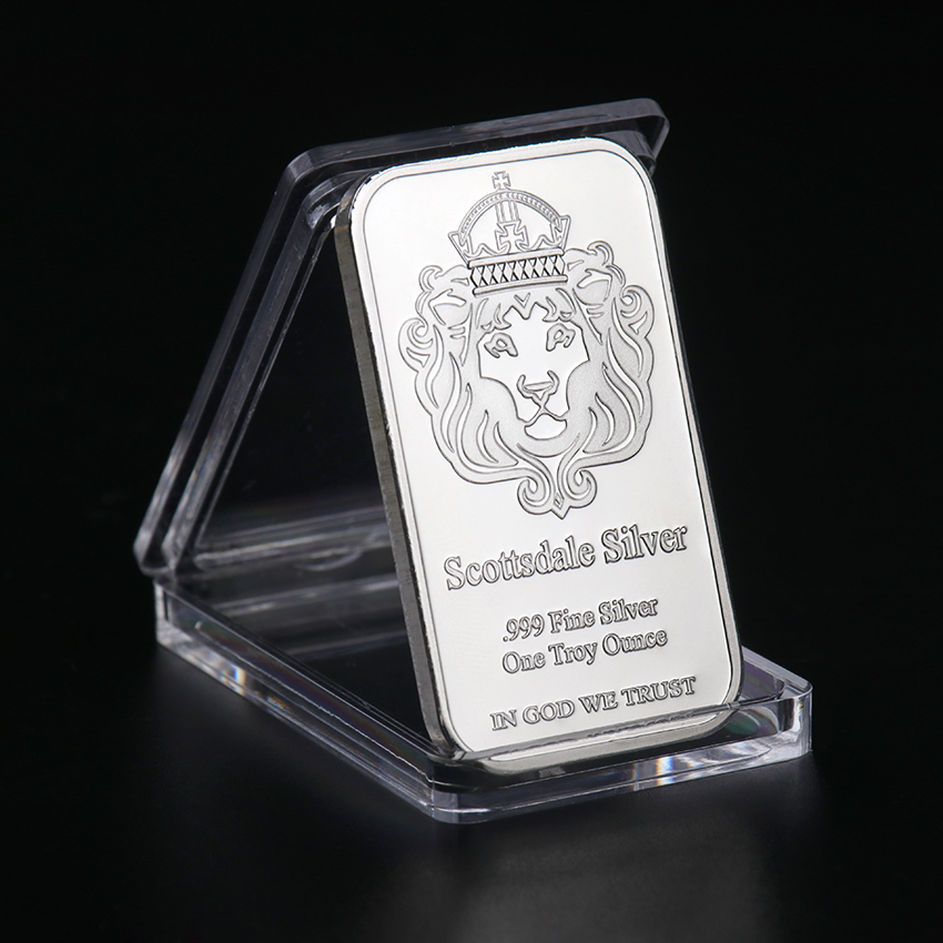 

10pcs Non Magnetic One Troy Ounce Scottsdale Silver Bar Craft In God We Trust Coin Commemorative Coins Collection Crafts Gift