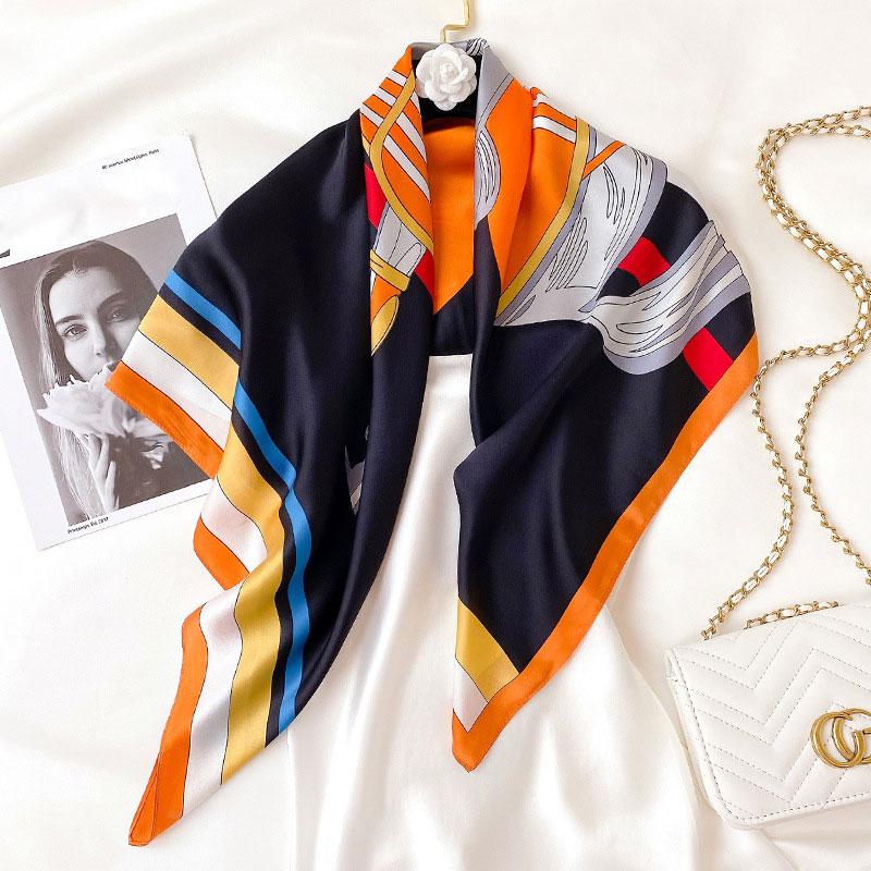 

2021 Brand Female Spring Scarves New 90*90cm Design Long 100% Silk Scarf Shawl Autumn Winter Women Neck Hijab Foulard