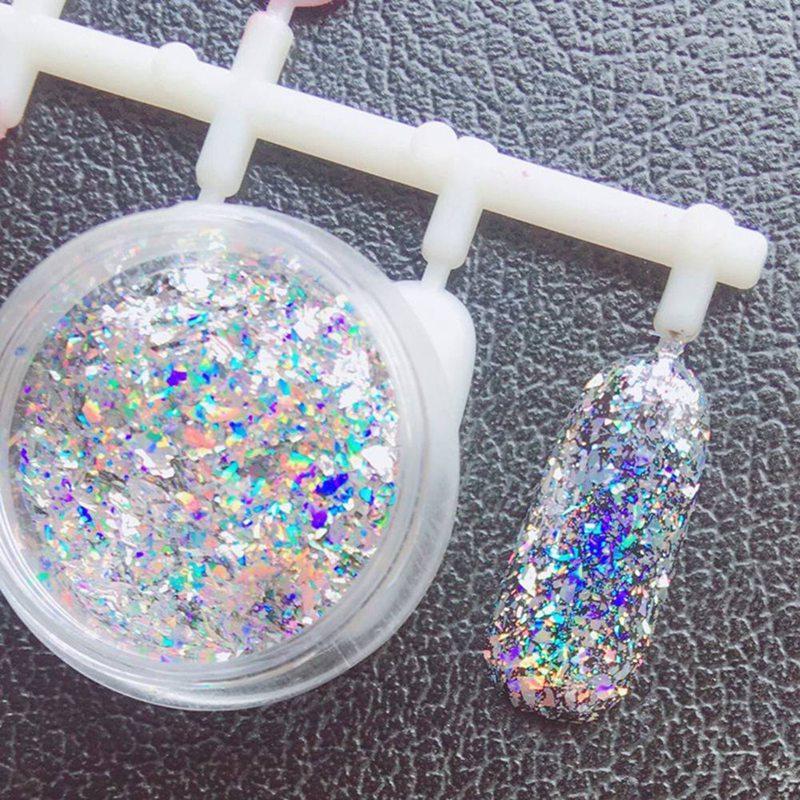 

Nail Art Glitter Laser Flakes 0.2g Shining Sequins Holographic Powder Dust Mirror Effect Nail Glitter 3D Nails Flakes