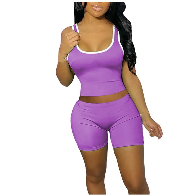 

Newly Design Sexy Tank Women Sets Women Sleeveless Split 2 Piece Set Casual Short Pants Casual Outfit Sportswear