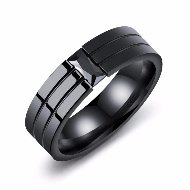 

Cluster Rings JHSL Brand Punk Black Male Men For Boy Solid Polished 316L Stainless Steel Stone Ring Fashion Jewelry USA Size 7 8 9 10 11