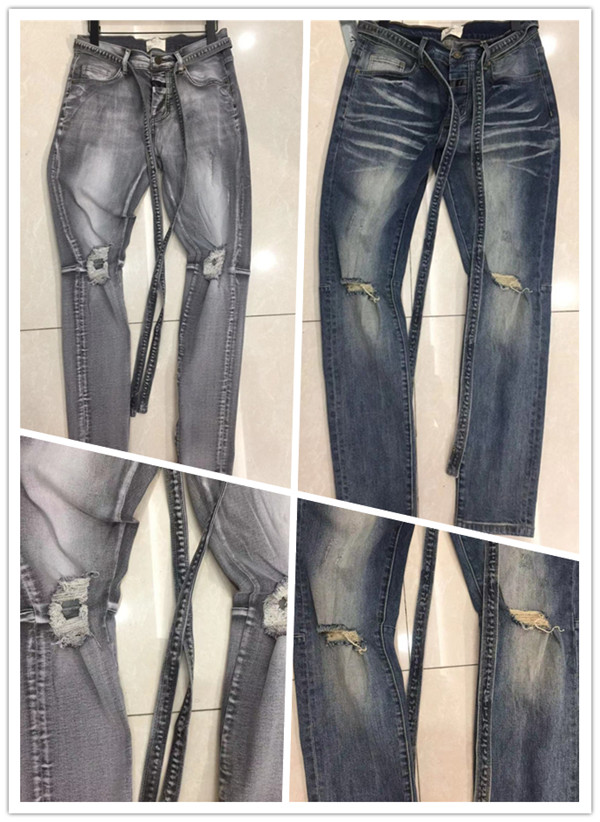 

New Design Arrivals Mens FG-Jeans Designer Jeans Hole Jeans Casual Men Pants High Quality High Street Biker Luxyrys Denim Pants Size W29-W40, Gray