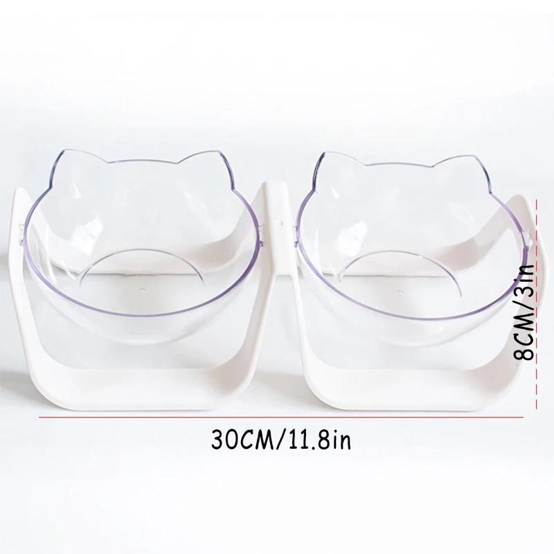 

Explosive Cat Double Bowl Cat Bowl Dog Transparent PC Material Non-slip With Protection Cervical Transparent