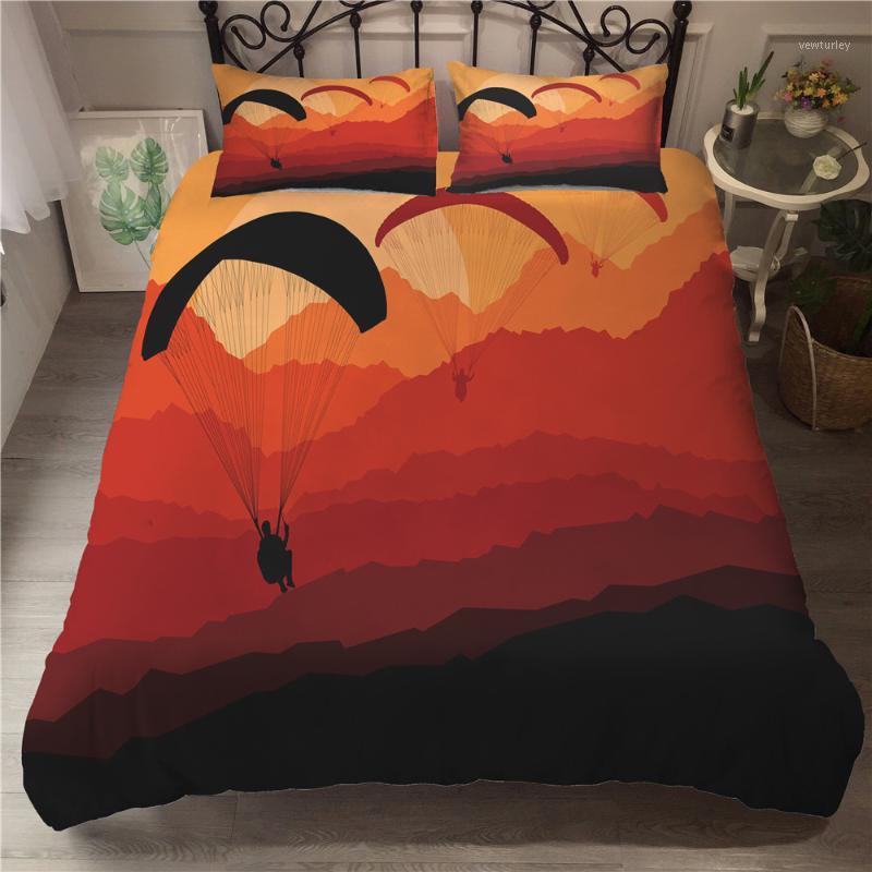 

Comforter Set Bed Clothes 3d Paragliding Printed Duvet Cover Comfotable Material with Pillowcase King Single Size Bedding Linen1