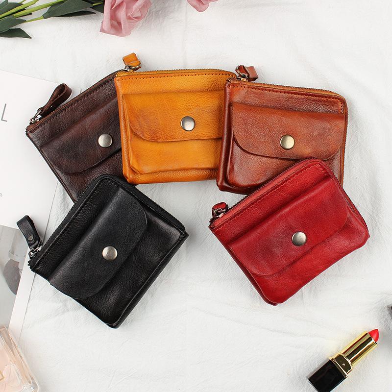 

2020 new genuine leather ladies wallet first layer leather coin purse card holder purse1, Beige