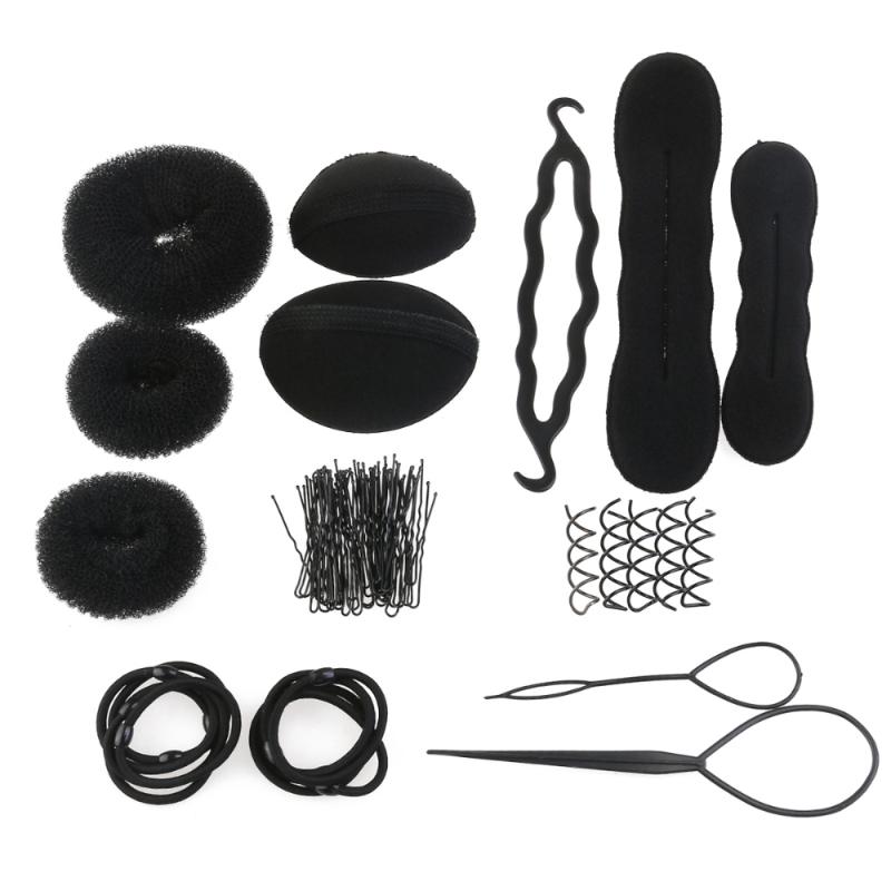 

1 Set Hair Bun Maker Twist Elastic Button Ring Doughnut Shaper Chignon Hair Styling Accessories for Girls Ladies
