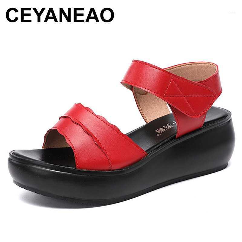 

CEYANEAO Wedge heel sandals women platform shoes summer 2020 new 6cm high heel ladies open toe sandals1, Black