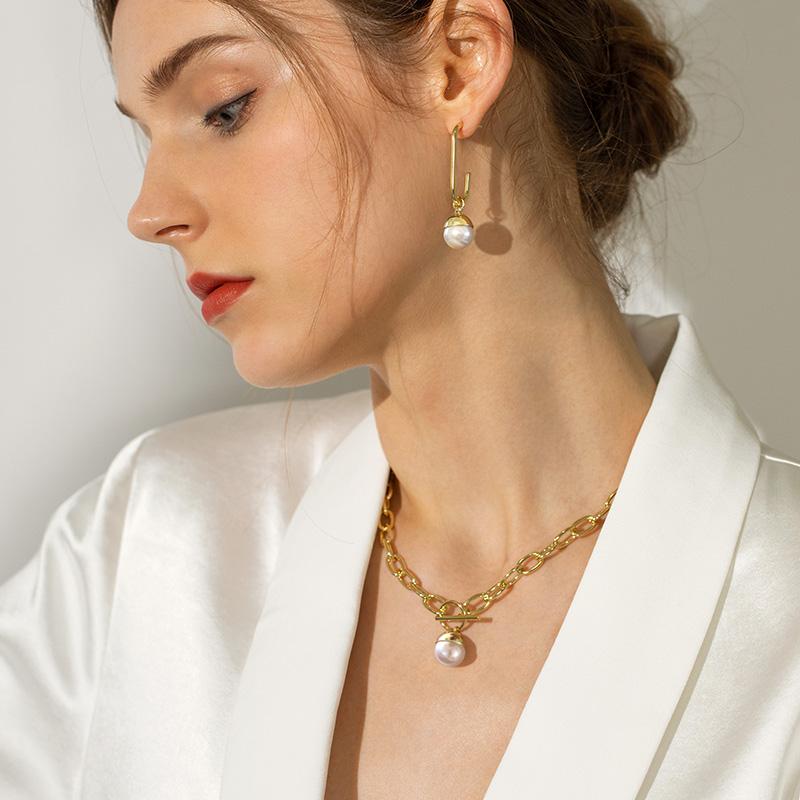 

Brass With Gold Retro Faux Pearl Necklace Women Wedding Jewelry Runway T Show Party Gown Glam Top Gothic Japan Korean