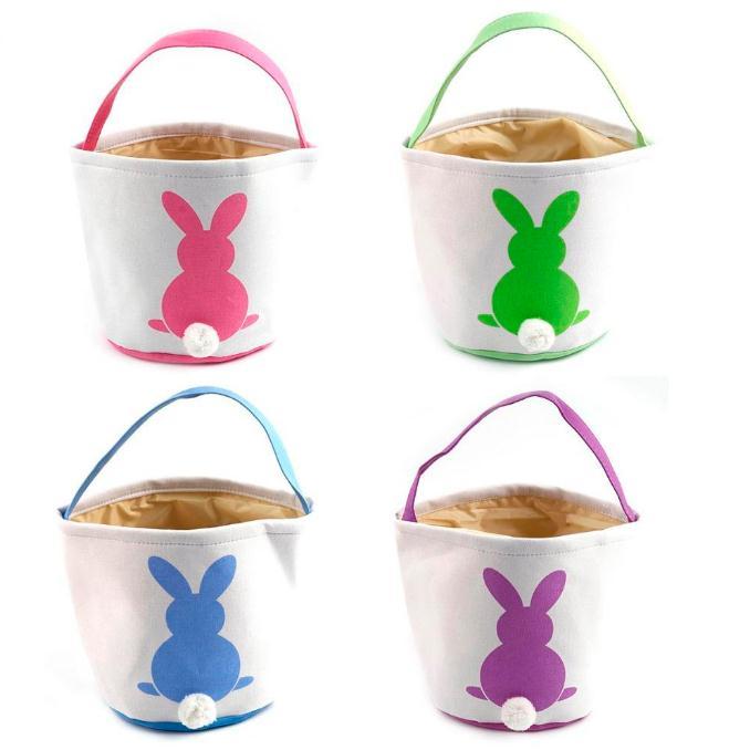 

100pcs/lot 4 colors canvas bucket 25*25cm easter egg basket easter party basket tote bags kids gift bucket free shipping SN1654