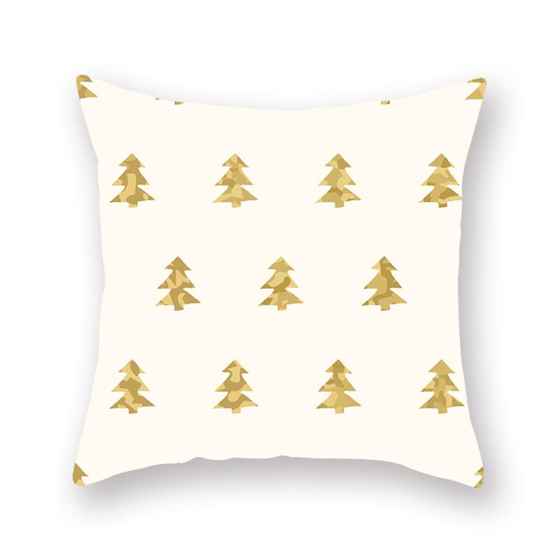 

Gold Printing Square Washable Polyester Peach Skin Pillow Case Living Room Christmas Cushion Cover Household Bedroom Easy Clean