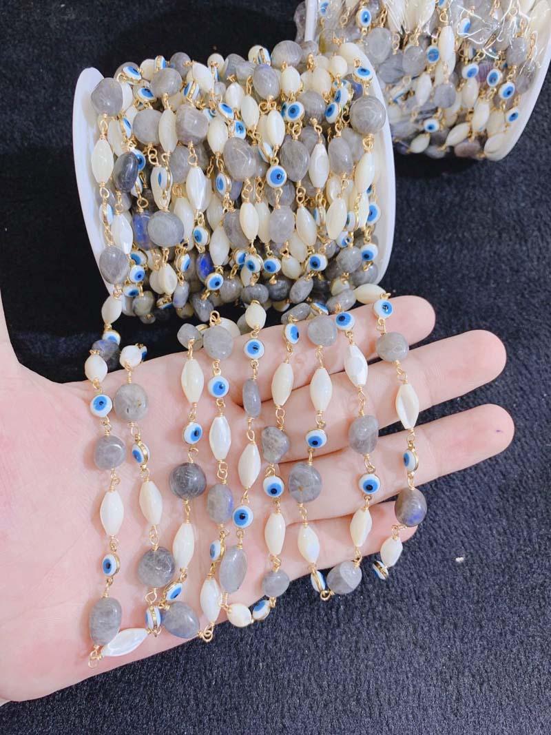 

Jewelry chain,handmade Eyes Beads chain Jewelry Making for bracelet necklace,5m/lot Natural Shell labradorite