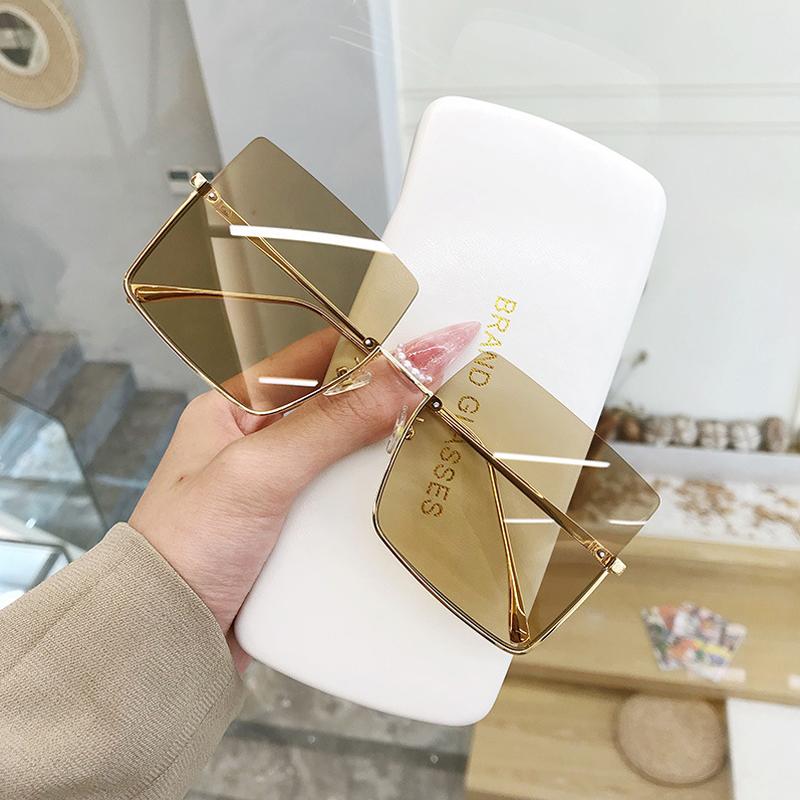 

Sunglasses women half-frame metal trimmed sunglasses, new trendy retro Hong Kong style big frame sunglasses
