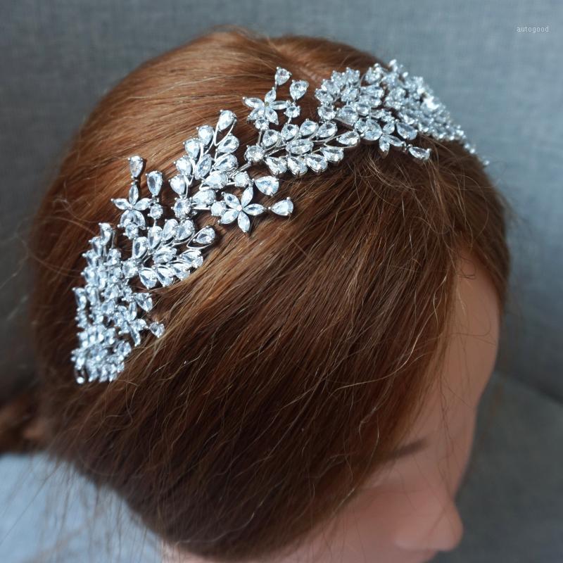 

Hair Clips & Barrettes Antique Crystal Bridal Vine Headband Luxury CZ Wedding Crown Party Prom Jewelry 20211