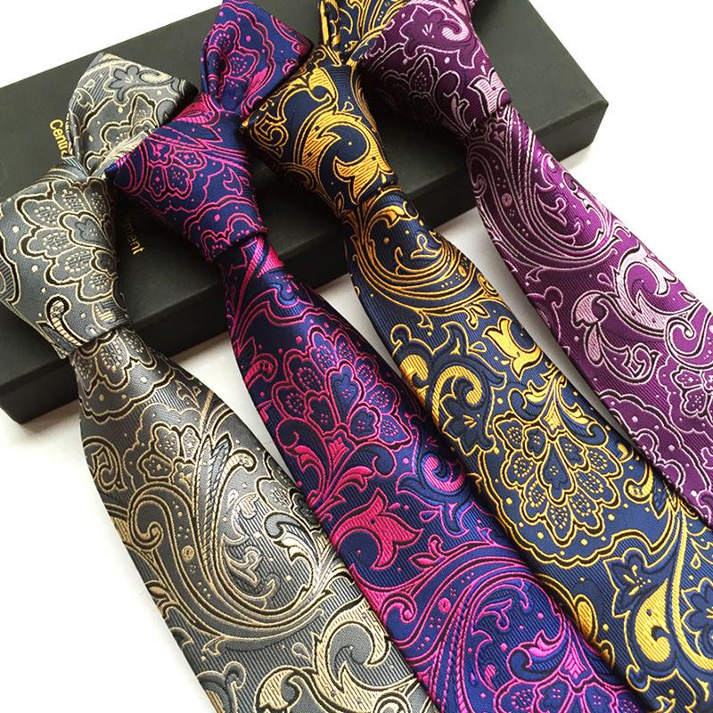 

New 8cm Polyester Jacquard Neckties for Men's Tie Classic Paisley Floral Neck Ties Business Wedding Necktie