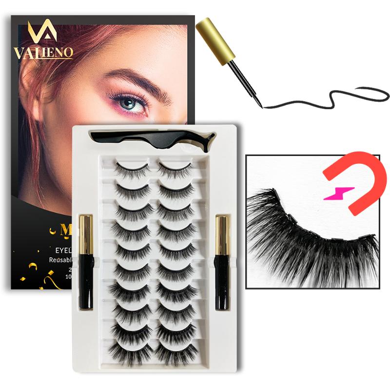 

3/5/10pairs mink eyelashes Magnetic Eyelashs Lashes False Eyelashes Magnet Extension Liquid Eyeliner & Tweezer Set Waterproof
