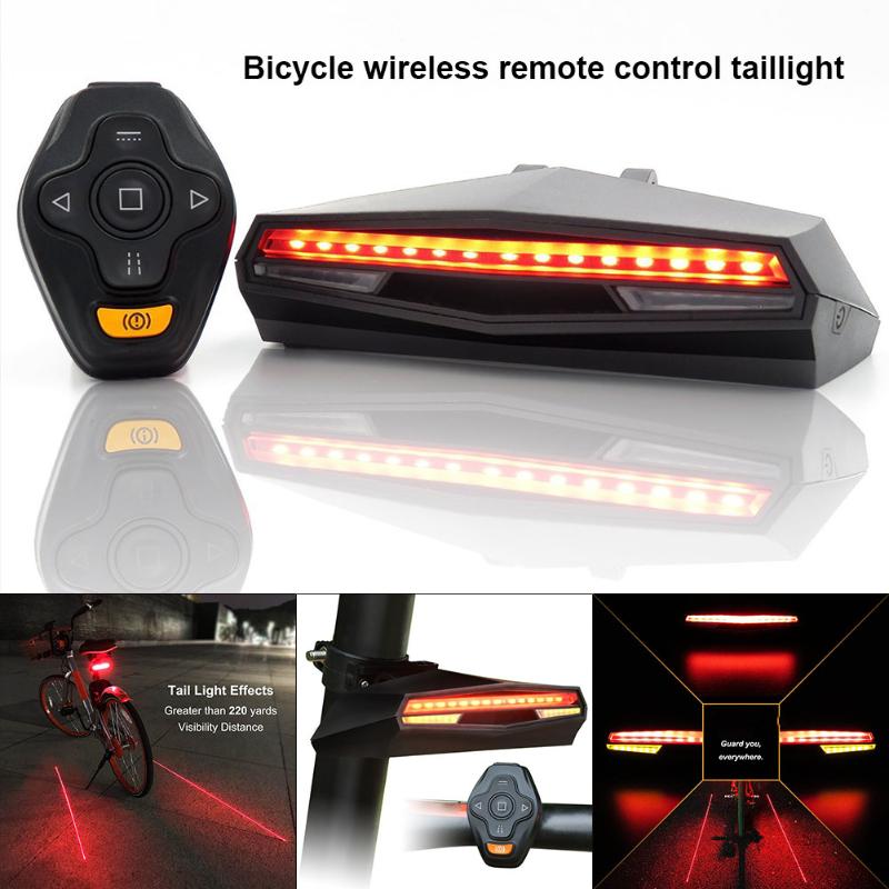 

Hot Bicycle Bike Rear LED Tail Light Wireless Remote Control Turn Signals Safety Warning Light DO2