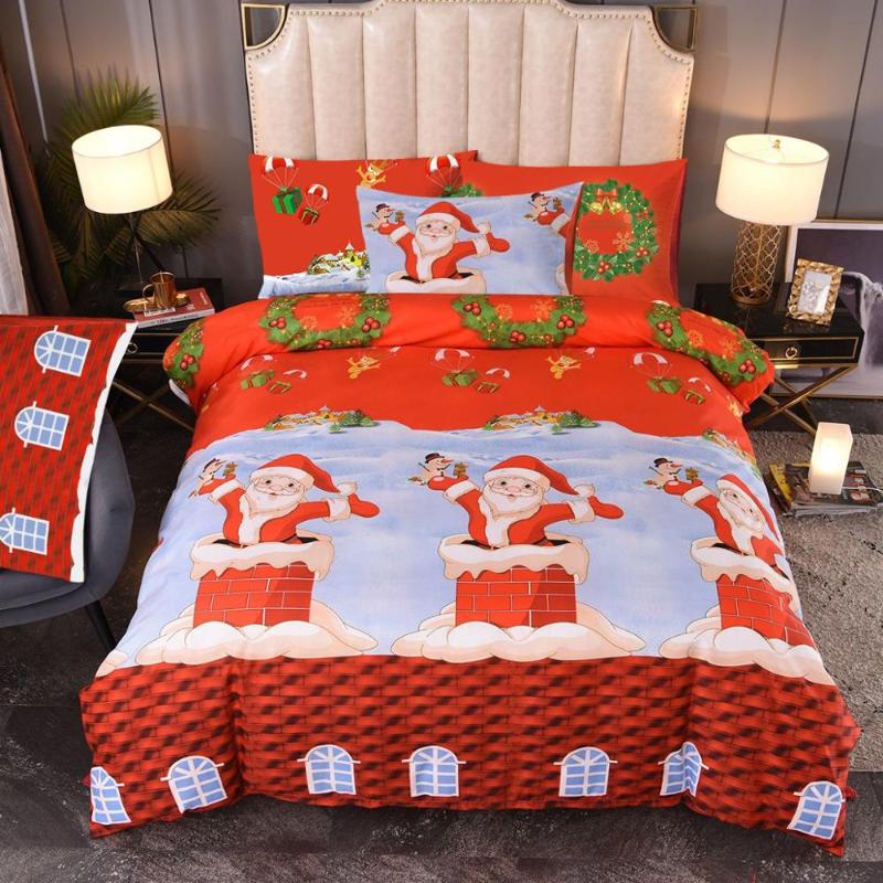 

3D Christmas Printed Bedding Set Comforter Bedclothes Duvet Cover Pillowcase Set Single Double King Size