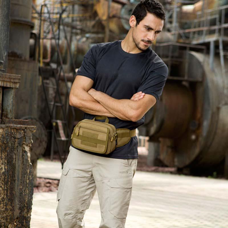 

Hot Tactical Men Waist Pack Bags Nylon Waterproof Waist Bag For Men Shoulder Messenger Bag Camouflage Travel Equipment, Black
