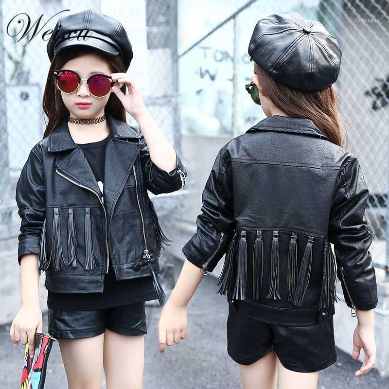 

Children Leather Jacket Coats Baby Kids Tassel Motorcycle Biker PU Leather Jackets Outwear Clothes for Girls 6 8 10 12 14 Years1, Black
