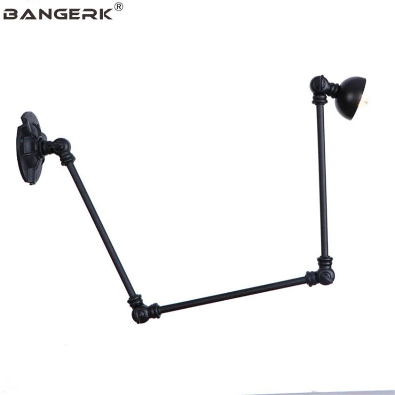

BANGERK American Industrial Adjust LED Wall Lamp Loft Vintage Iron Long Arm Sconce Wall Lights Bedside Home Decor Lighting