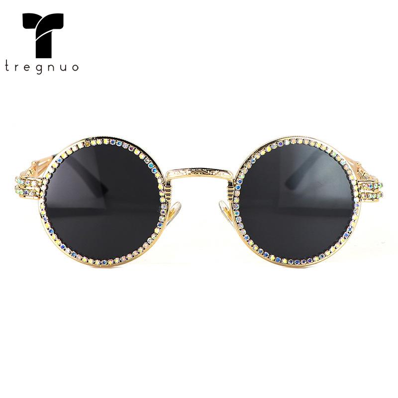 

Sunglasses TREGNUO 2021 Polarized Women Round Rhinestone Glasses Drive Eyewear High Quality Brand