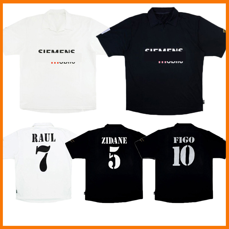 

2002 2003 soccer jerseys Men+ Kids kits Centenary home white away black 02 03 ZIDANE FIGO HIERRO RAUL HIERRO MAKELELE classic retro 2002-03 football shirt vintage, Men 02-03 home
