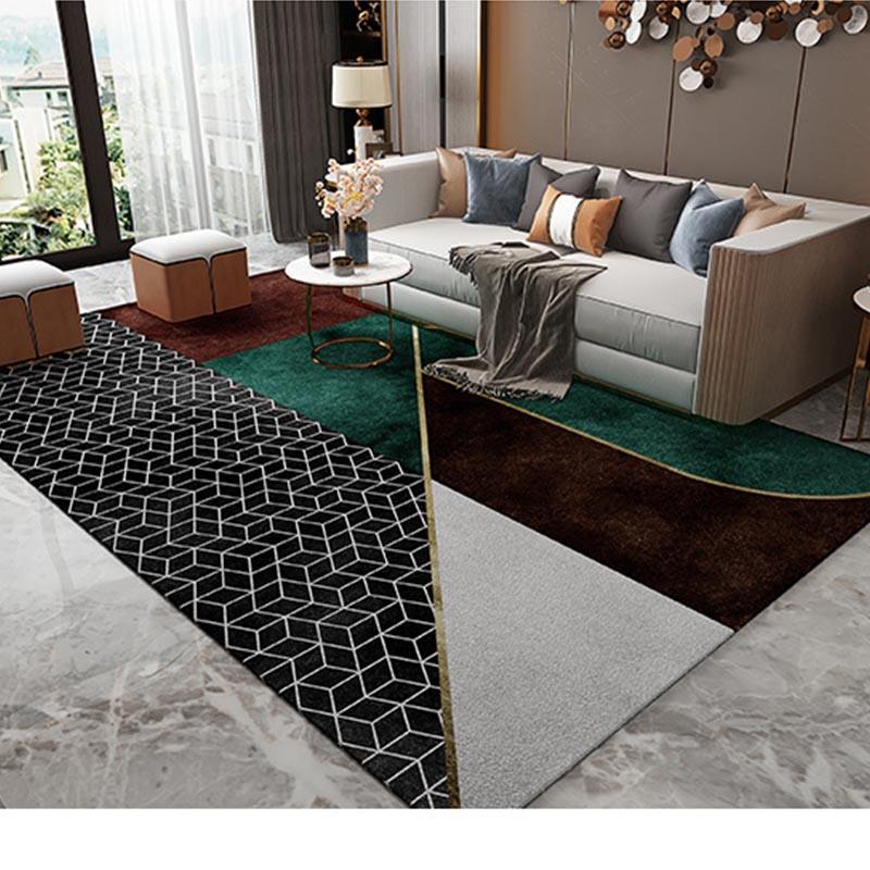 

Luxury Dark Green Carpet For Living Room Modern Nordic Geometric Carpet Sofa Coffee Table Area Rug Anti-Slip Hallway Floor Mat
