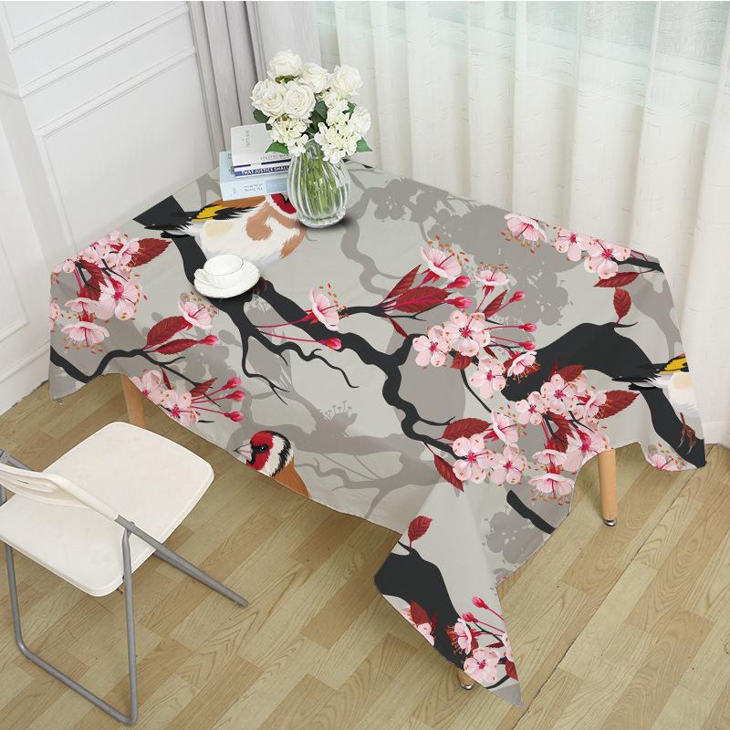 

Decorative Table Cloth Rectangular Party Banquet Outdoor Tablecloth Home Decor Table Cover Flower Sparrow Pattern MZ0013