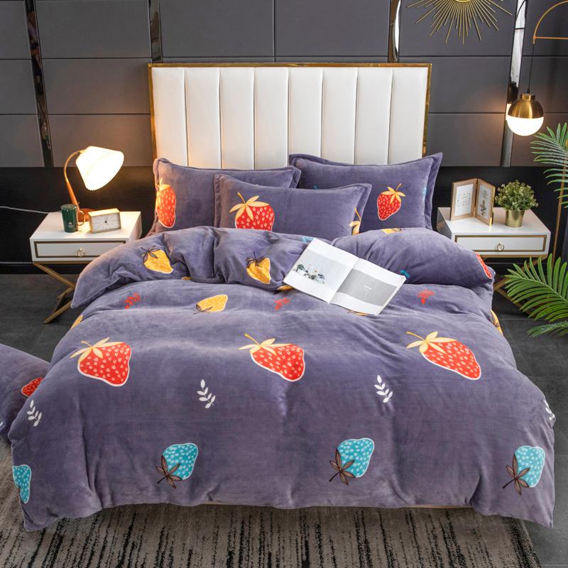 

Home Textile Bedding, Warm And Thick Coral Velvet Four-piece Set, Custom Large-size French Velvet Bed Linen And Bed Sheet, Sku-15