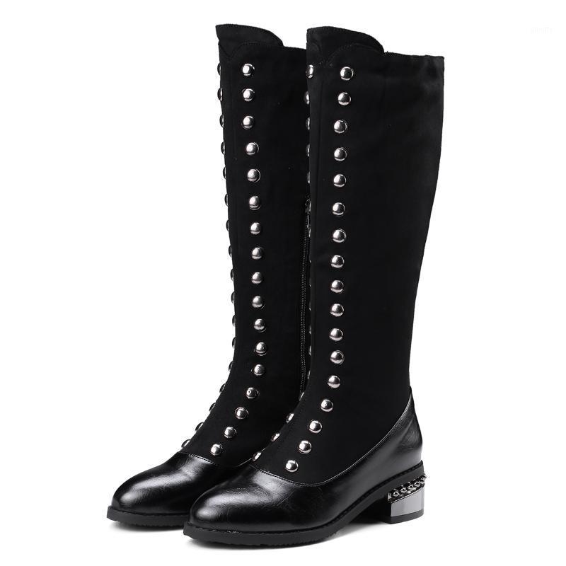 

womens shoes 2021 Knee-High Motorcycle boots for women big size 32-481, Black