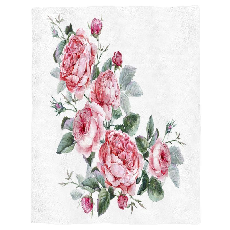 

Pink Rose Throw Blanket Portable Soft Bedspread Microfiber Flannel Blankets for Beds