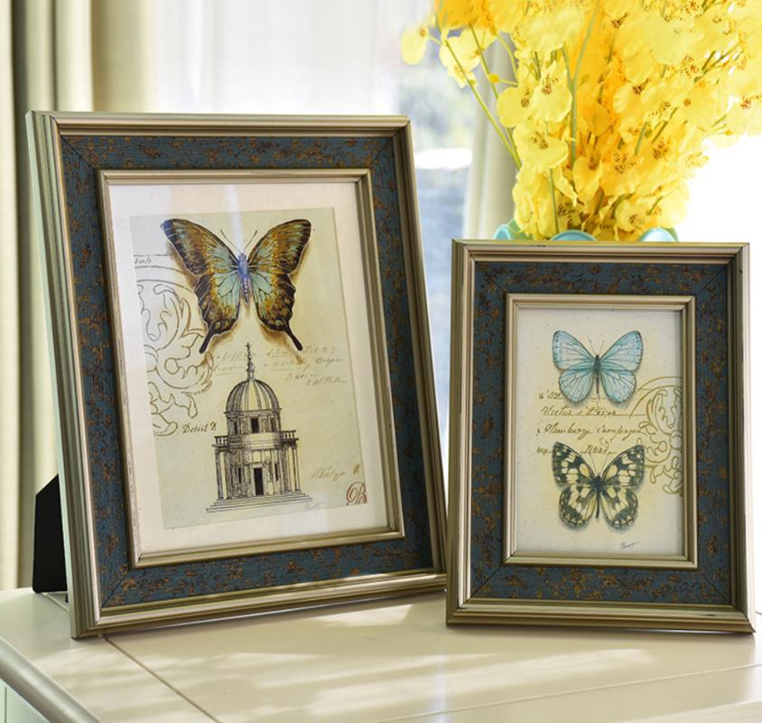 

Vintage Imitation Wood Photo Frame 4/6/7/10 Inch Picture Frames Rustic Home Decor Nightstand Family Portrait Desk Decoration
