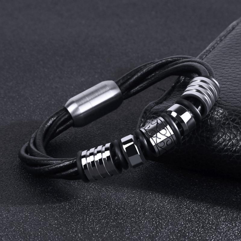 

Fashion Design Multilayer Leather Bracelet Glamour Men's Punk Rock Jewelry