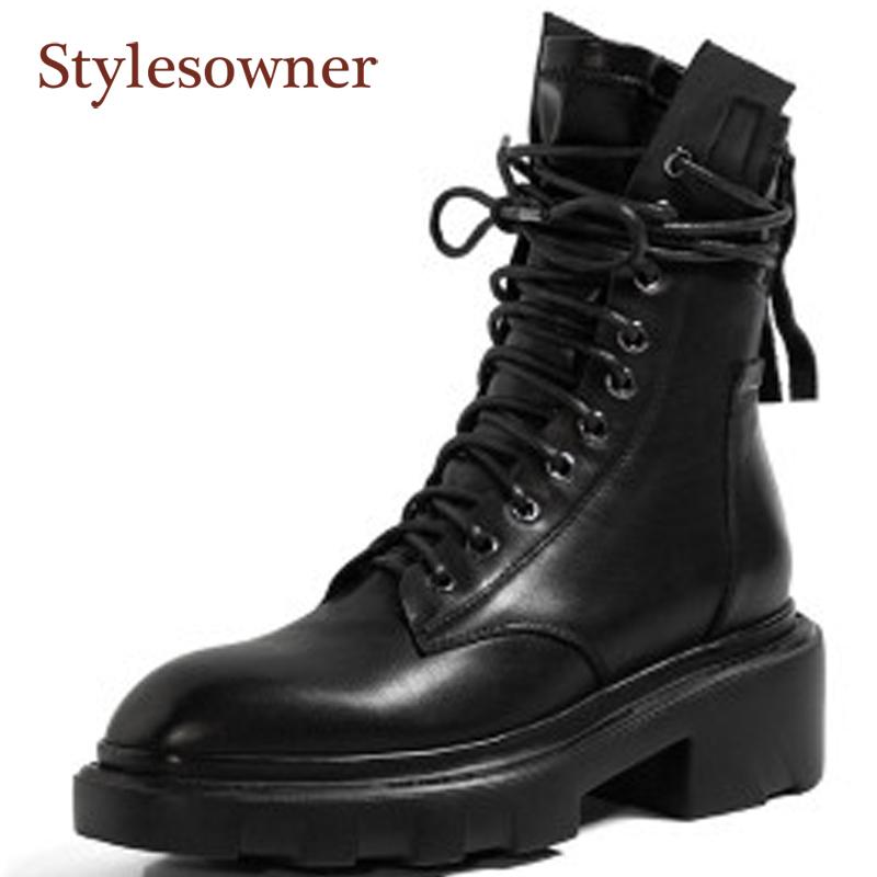 

Patent Leather Wedge Thick-soled Boots British Style Mix Color Short Tube Plus Velevt Short Woman Boots for Winter Autumn, Black
