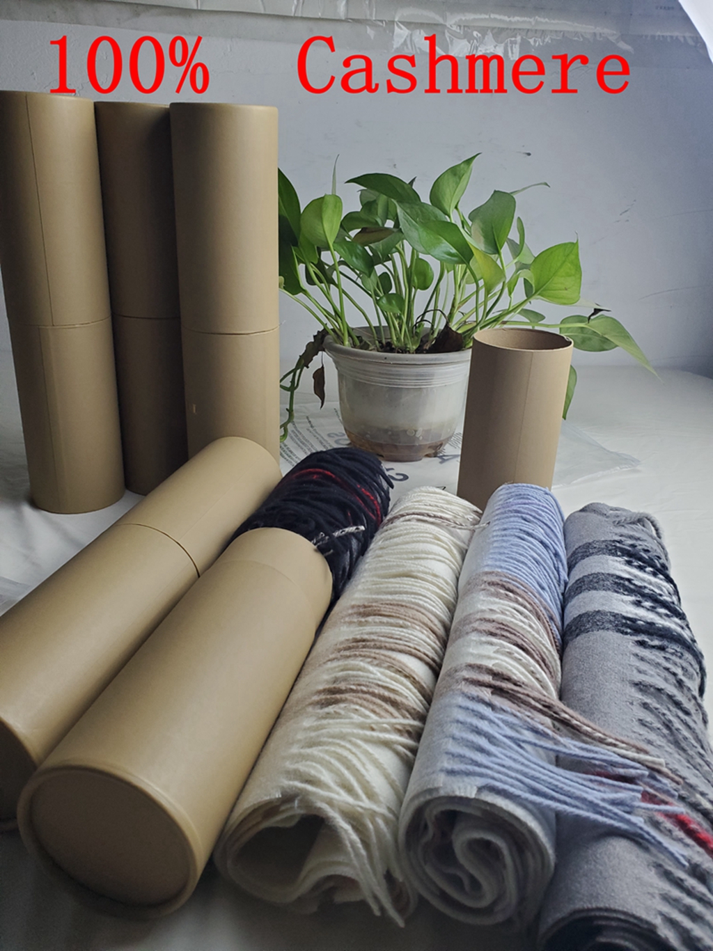 

With Round Tube Box 2019 Winter Unisex Top 100% Cashmere Scarf Classic Check Scarfs Women Men Pashmina Luxury Designer Shawls and Scarves
