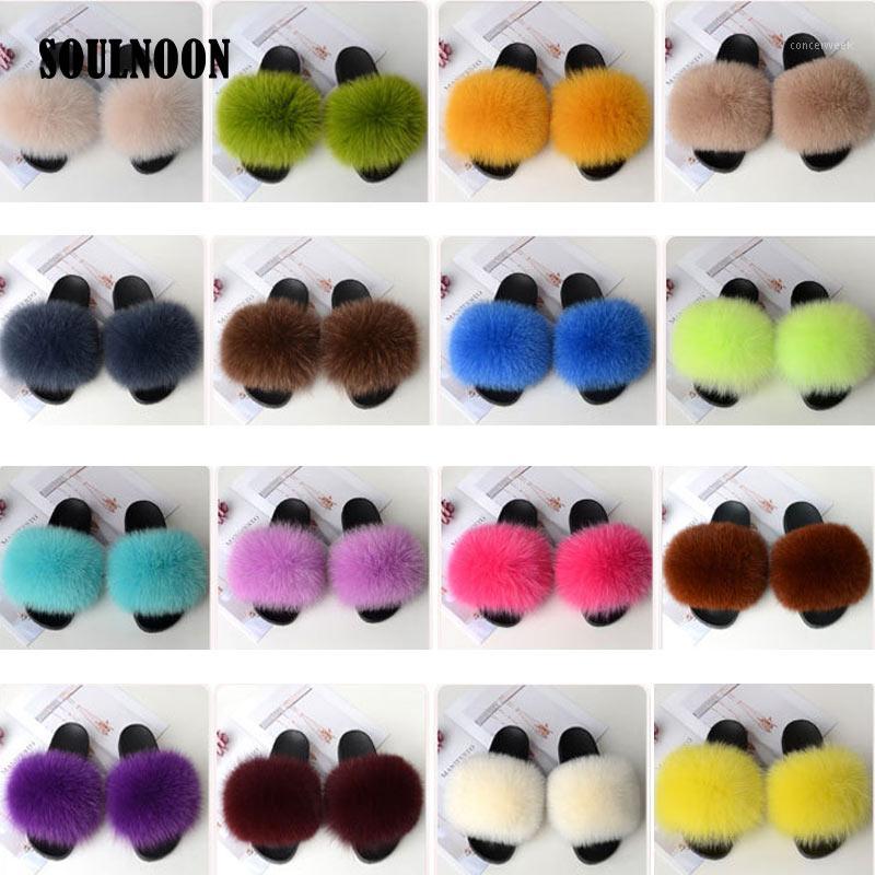 

Furry Slides For Women Real Fur Slippers Flat Fuzzy Slides Fluffy Home Indoor Slippers Female Luxury Fur Flip Flops Sandals1, Black
