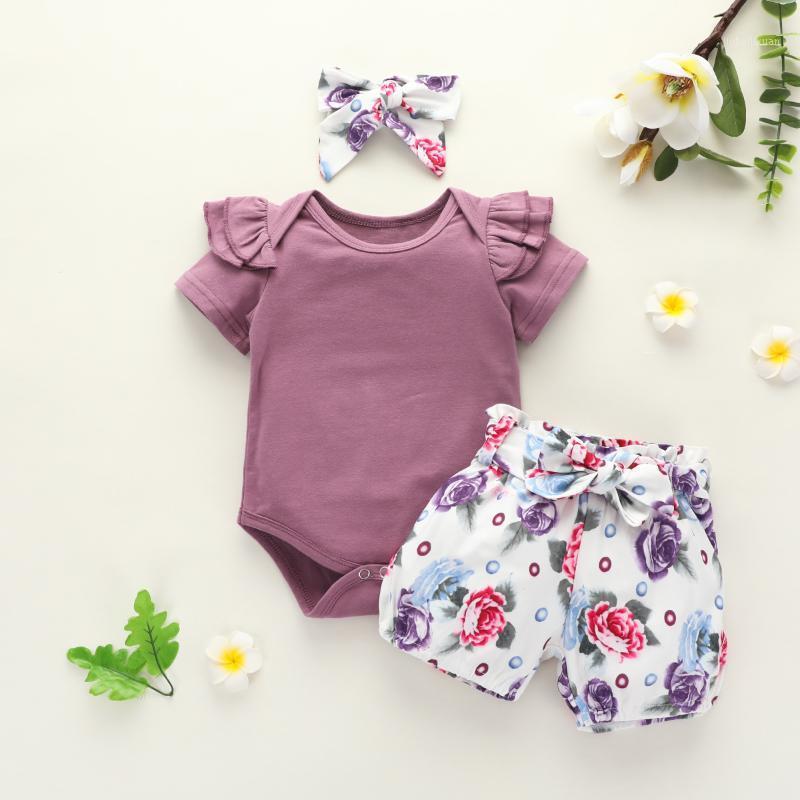 

2020 Summer Ins Newborn Baby Girls Tops Romper Bodysuit Briefs Shorts Outfits Clothes1, Purple