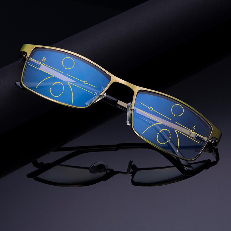 

Elbru Anti Blue Light Metal Reading Glasses Women Men Progressive Multifocal Bifocals Presbyopic Glasses Diopters +1.0 to +3.5