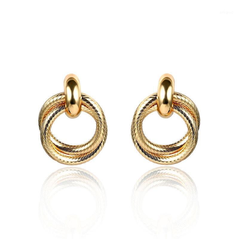

Stud MANILAI Simple Metal Earrings Fashion Jewelry Women Alloy Geometric Big Golden Silver Color1