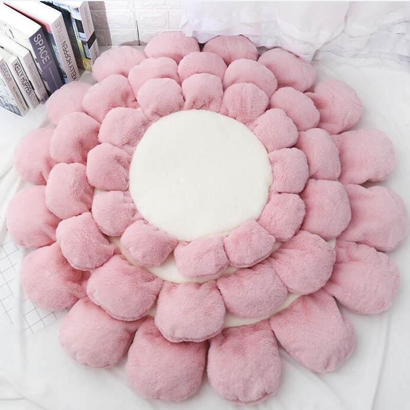

Flower Shape Pet Dog Mat Pets Cat House Mats Puppy Dogs Bed Kids Adult Soft Cushion Short Plush Rug Round Carpet1, Green