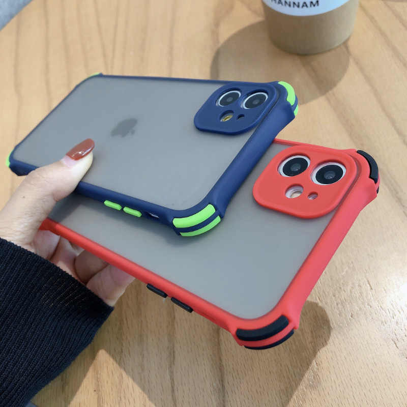 

Candy Color Strong Anti-knock Phone Cases for IPhone 12 Mini 11 Pro XR Xs MAX X 7 8 Plus SE 2 Soft Cover Protection, Black