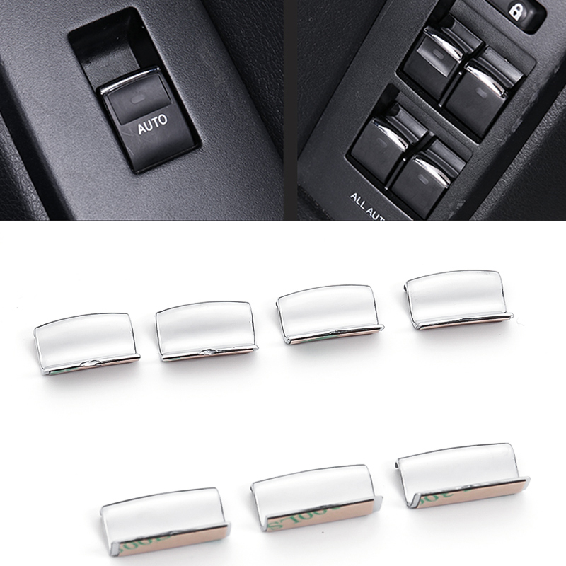 

For Toyota Prado 2010-2020 Auto Car Left Right Door Window Button ABS Silver Decorative Cover Trim
