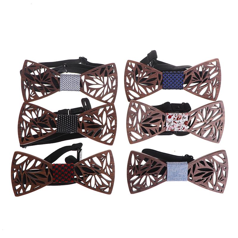 

New Suit Wooden Bowtie Shirt Bowknots Slim Tie Floral Wood Bow Ties For Men Bowtie Hollow Butterflies Wedding